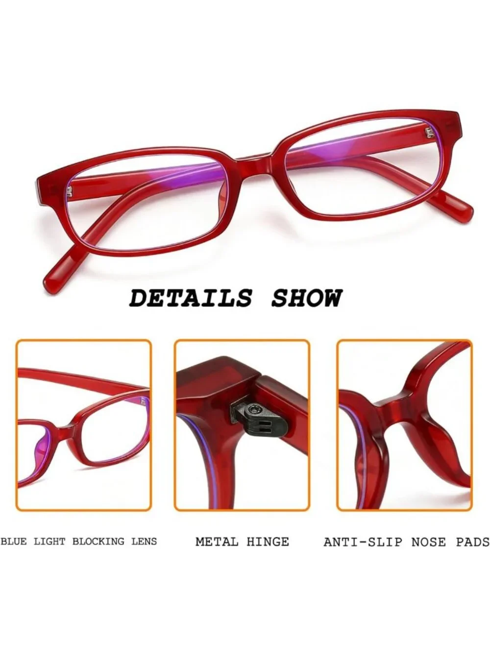 Retro Clear Rectangle Glasses for Women & Men | Blue Light Blocking, Narrow